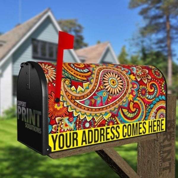 Beautiful Folk Ethnic Native Boho Paisley Design #20 Decorative Curbside Farm Mailbox Cover