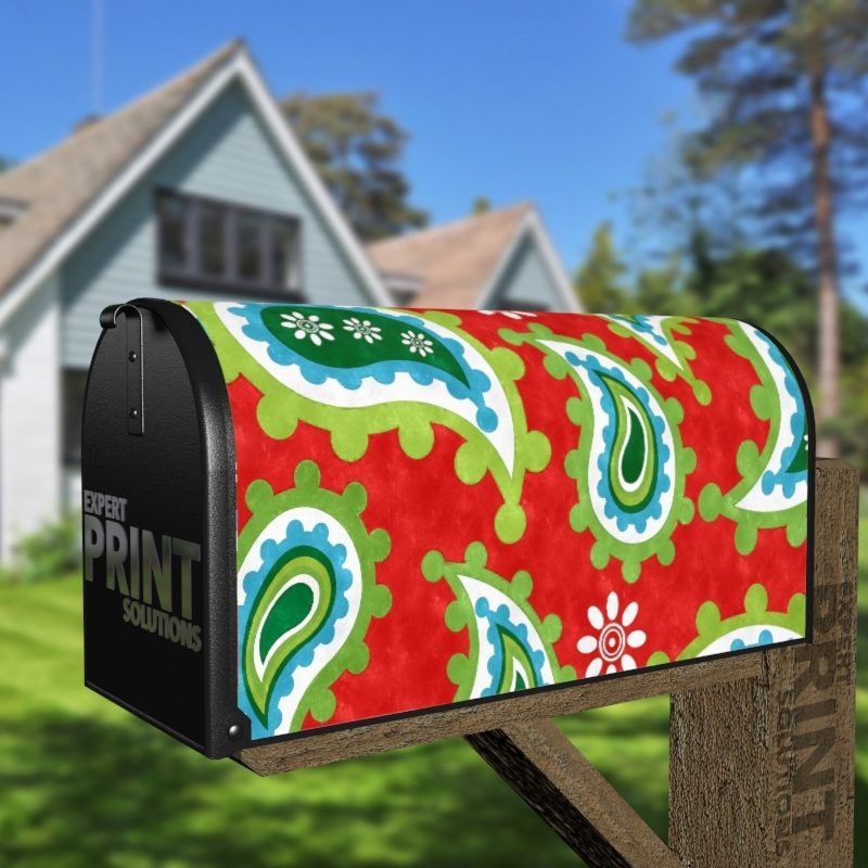 Beautiful Folk Ethnic Native Boho Paisley Design #22 Decorative Curbside Farm Mailbox Cover