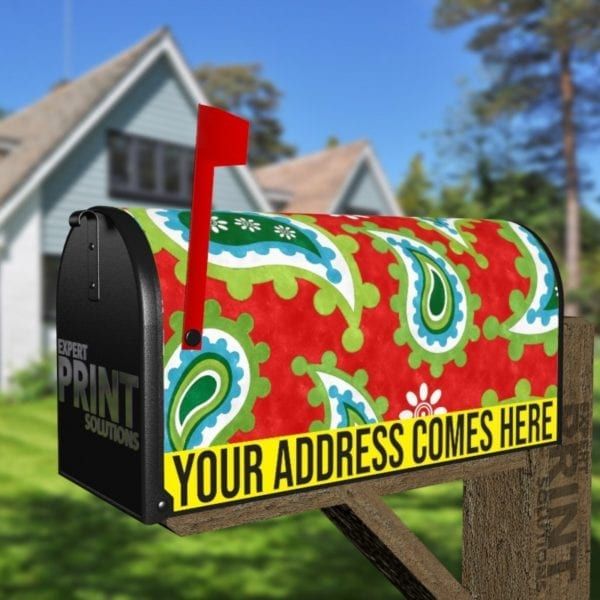 Beautiful Folk Ethnic Native Boho Paisley Design #22 Decorative Curbside Farm Mailbox Cover