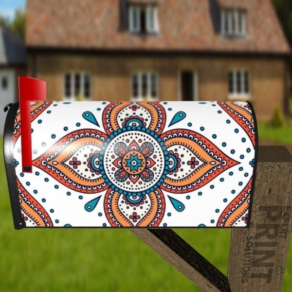 Beautiful Ethnic Bohemian Colorful  Mandala Design Decorative Curbside Farm Mailbox Cover