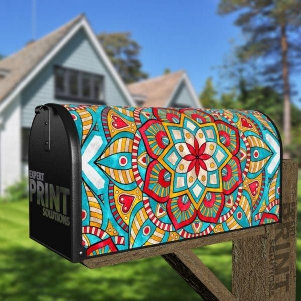 Beautiful Colorful Mandala Ethnic Bohemian Design Decorative Curbside Farm Mailbox Cover