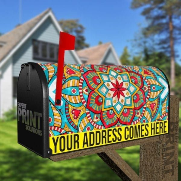Beautiful Colorful Mandala Ethnic Bohemian Design Decorative Curbside Farm Mailbox Cover