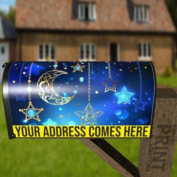 Beautiful Bohemian Moon and Stars Design Decorative Curbside Farm Mailbox Cover