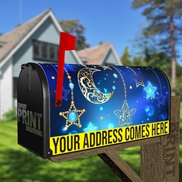 Beautiful Bohemian Moon and Stars Design Decorative Curbside Farm Mailbox Cover