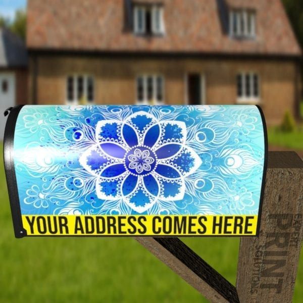 Beautiful Ethnic Blue and White Mandala Design Decorative Curbside Farm Mailbox Cover