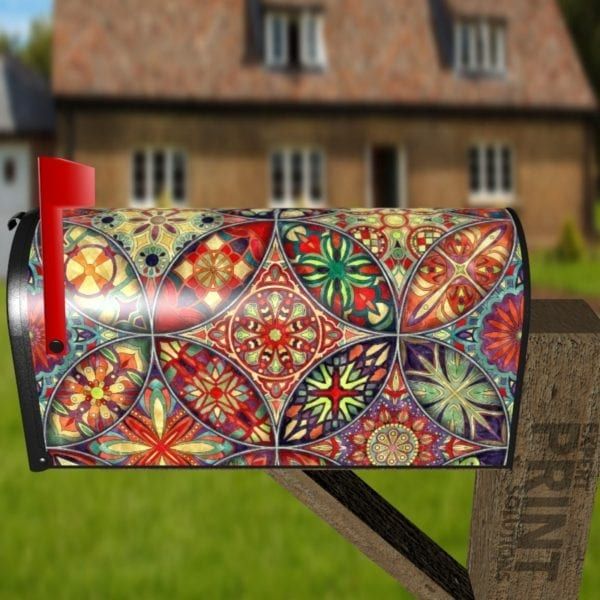 Beautiful Ethnic Native Boho Colorful Mandala Design #7 Decorative Curbside Farm Mailbox Cover
