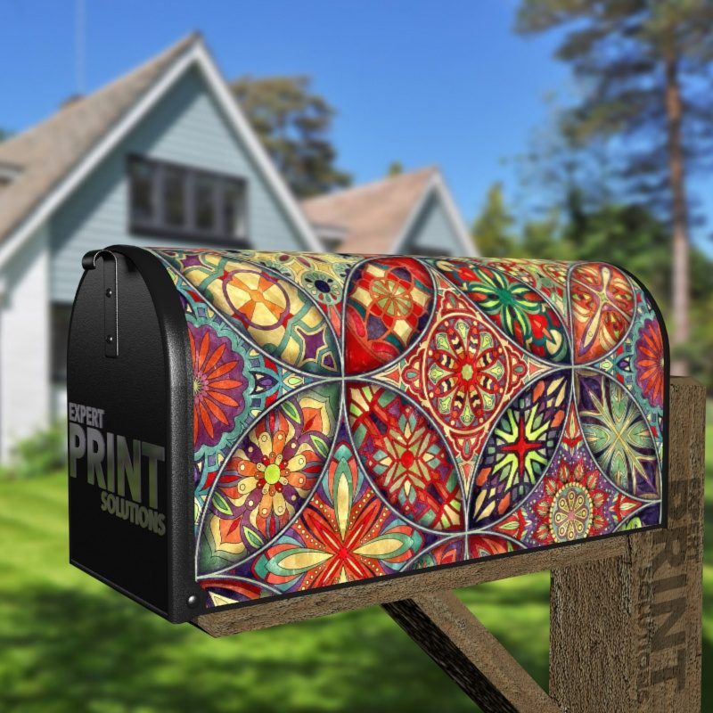 Beautiful Ethnic Native Boho Colorful Mandala Design #7 Decorative Curbside Farm Mailbox Cover