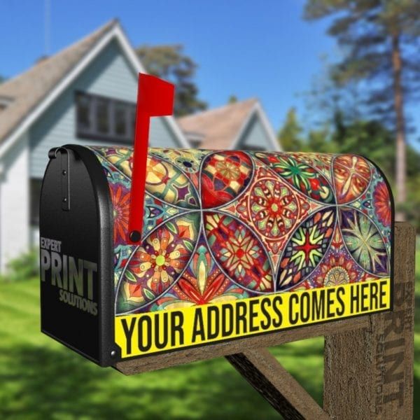 Beautiful Ethnic Native Boho Colorful Mandala Design #7 Decorative Curbside Farm Mailbox Cover