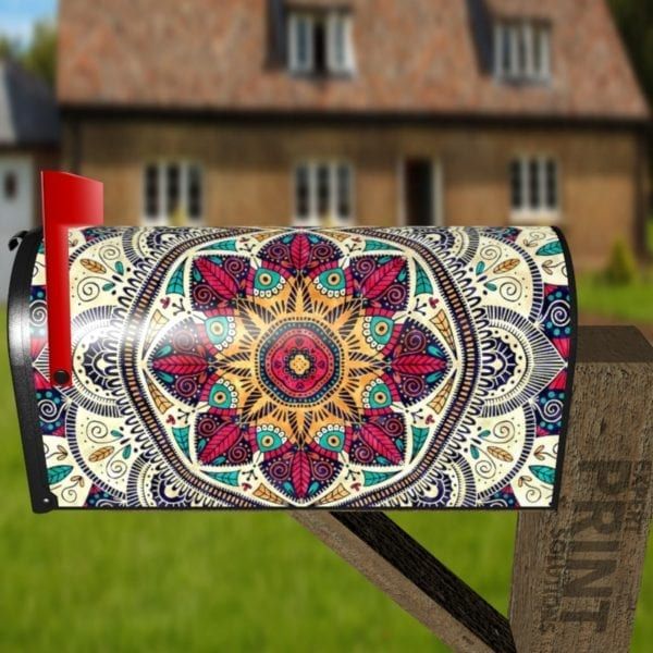 Beautiful Ethnic Native Boho Colorful Mandala Design #8 Decorative Curbside Farm Mailbox Cover
