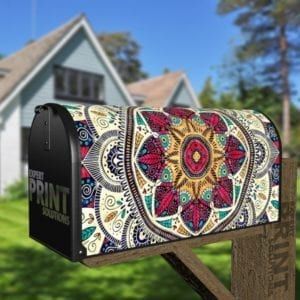 Beautiful Ethnic Native Boho Colorful Mandala Design #8 Decorative Curbside Farm Mailbox Cover