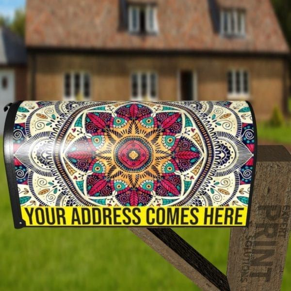 Beautiful Ethnic Native Boho Colorful Mandala Design #8 Decorative Curbside Farm Mailbox Cover