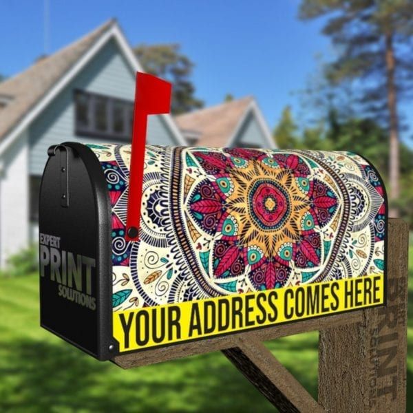 Beautiful Ethnic Native Boho Colorful Mandala Design #8 Decorative Curbside Farm Mailbox Cover