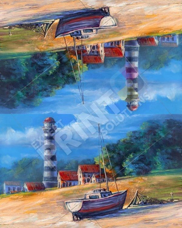 Lighthouse and a Fishing Boat Decorative Curbside Farm Mailbox Cover
