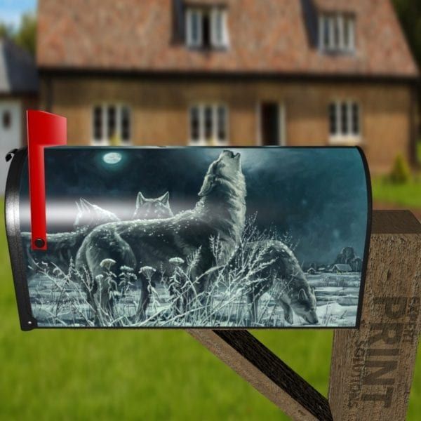Pack of Winter Wolves Decorative Curbside Farm Mailbox Cover