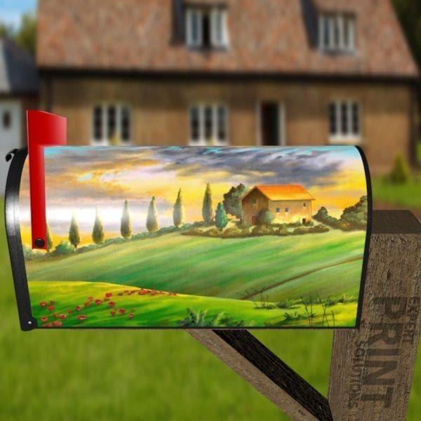 Rural Tuscany Landscape Decorative Curbside Farm Mailbox Cover
