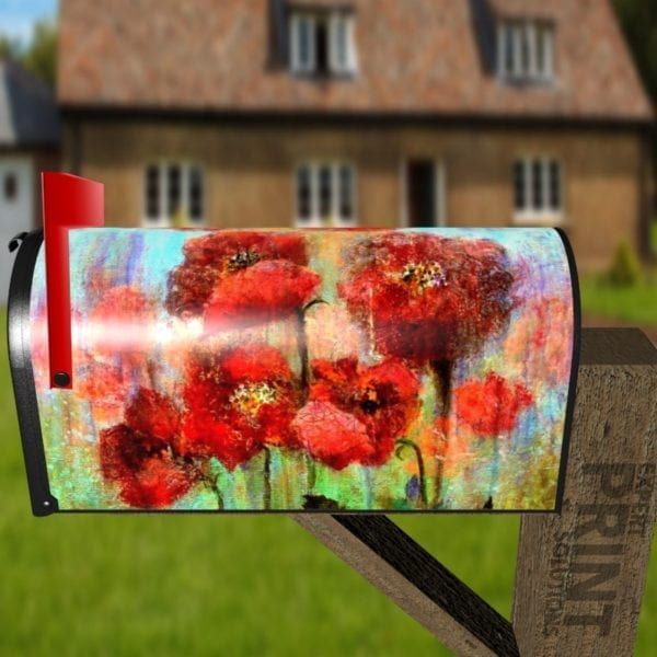 Beautiful Summer Poppies Decorative Curbside Farm Mailbox Cover