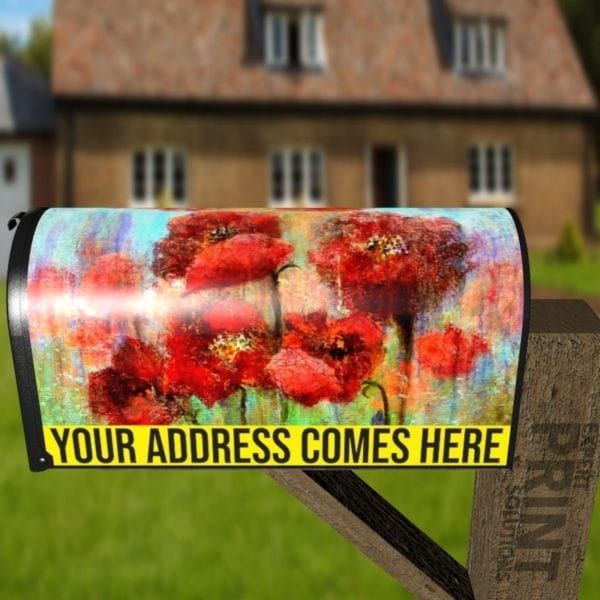 Beautiful Summer Poppies Decorative Curbside Farm Mailbox Cover