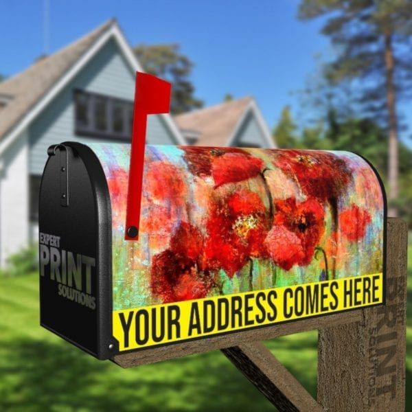 Beautiful Summer Poppies Decorative Curbside Farm Mailbox Cover