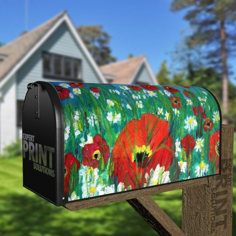 Beautiful Poppies and Dasies Decorative Curbside Farm Mailbox Cover
