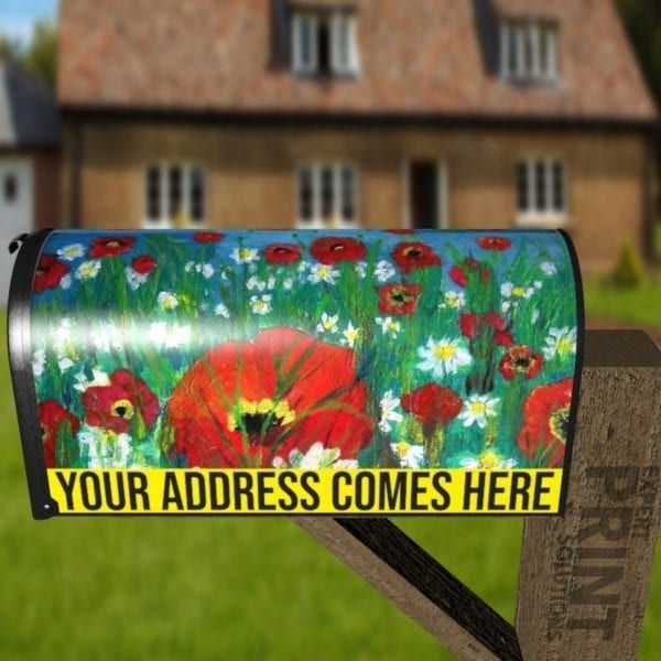 Beautiful Poppies and Dasies Decorative Curbside Farm Mailbox Cover