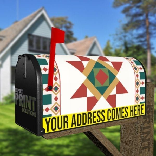 Beautiful Farmhouse Quilt Patchwork Design #1 Decorative Curbside Farm Mailbox Cover