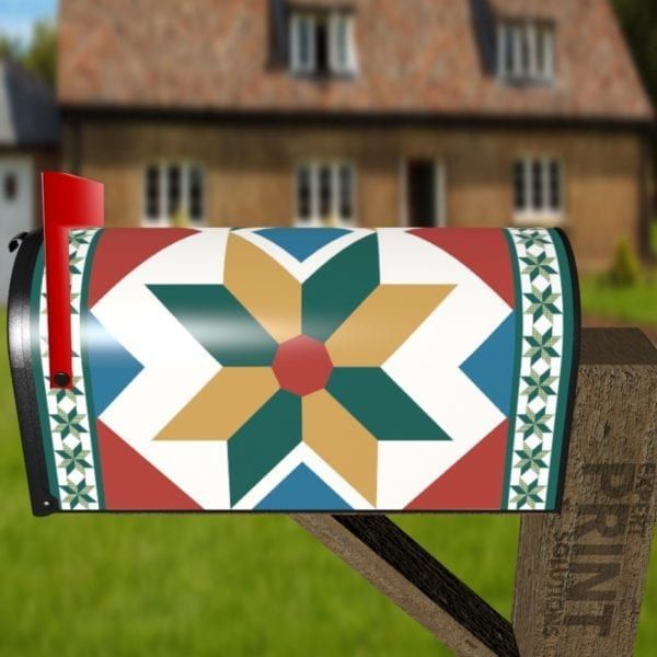 Beautiful Farmhouse Quilt Patchwork Design #2 Decorative Curbside Farm Mailbox Cover