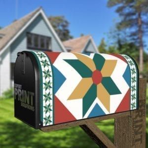 Beautiful Farmhouse Quilt Patchwork Design #2 Decorative Curbside Farm Mailbox Cover