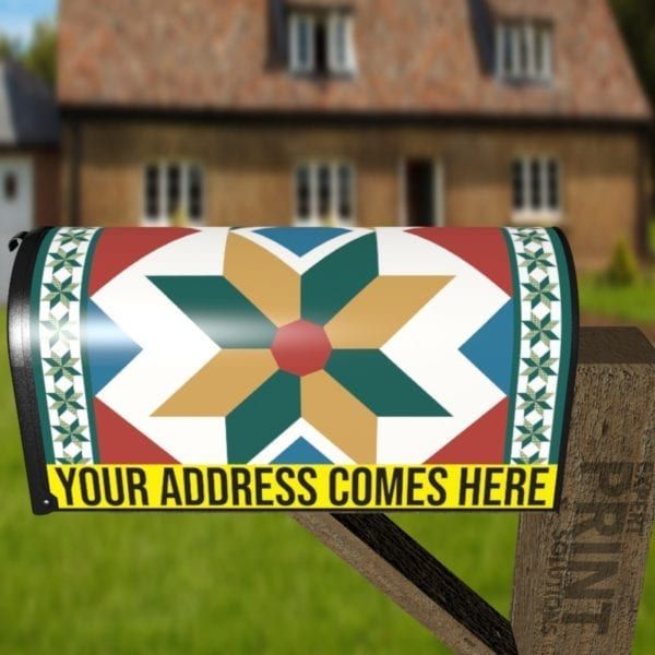 Beautiful Farmhouse Quilt Patchwork Design #2 Decorative Curbside Farm Mailbox Cover