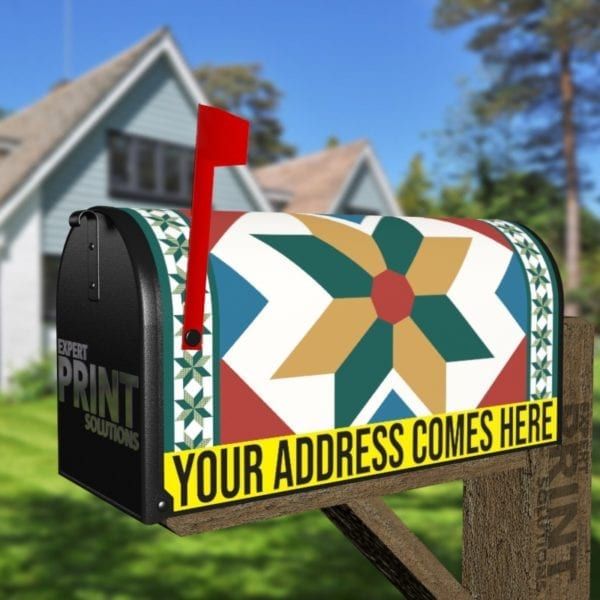 Beautiful Farmhouse Quilt Patchwork Design #2 Decorative Curbside Farm Mailbox Cover