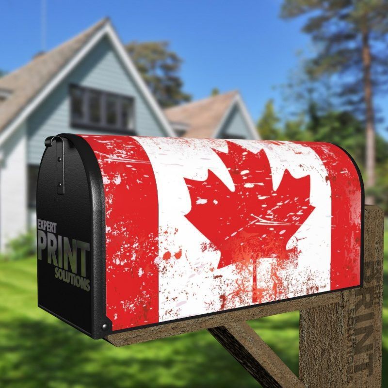 Grungy Canadian Maple Leaf Flag Decorative Curbside Farm Mailbox Cover