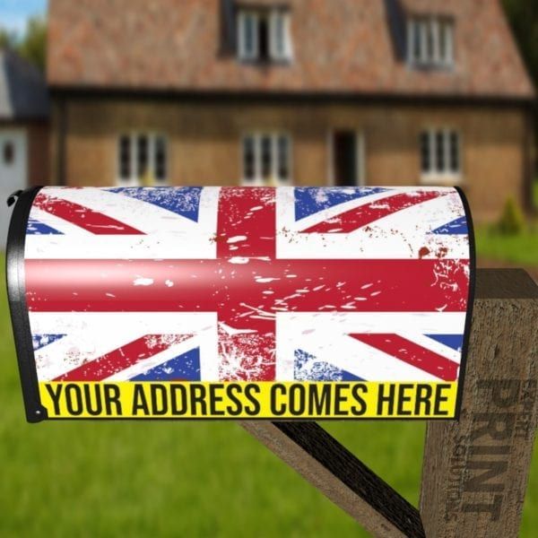Grungy Union Jack British Flag Decorative Curbside Farm Mailbox Cover