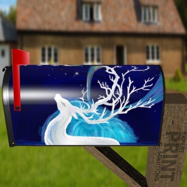 Deer and the Northern Light Decorative Curbside Farm Mailbox Cover