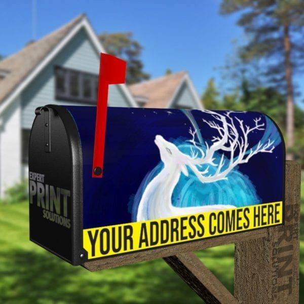 Deer and the Northern Light Decorative Curbside Farm Mailbox Cover