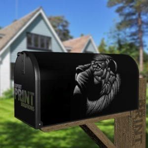 Black Lion Face Decorative Curbside Farm Mailbox Cover