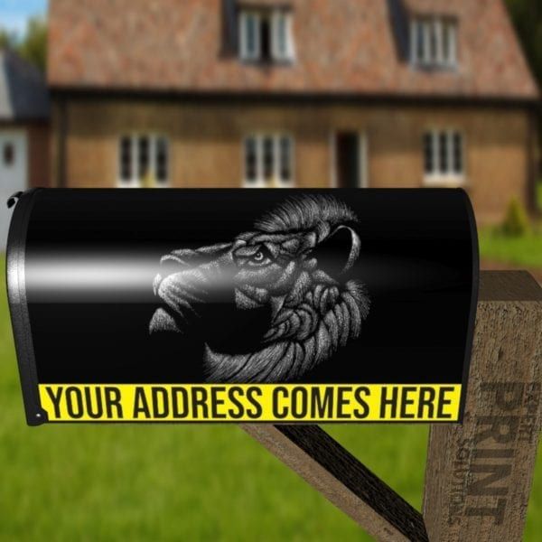 Black Lion Face Decorative Curbside Farm Mailbox Cover
