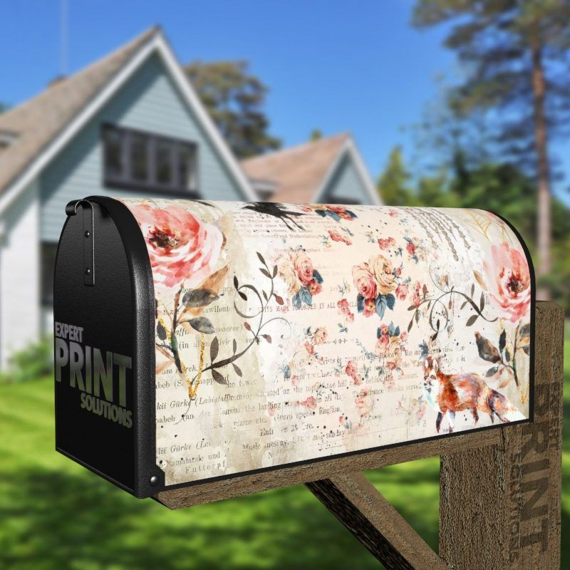 Vintage Fox and Flowers Decorative Curbside Farm Mailbox Cover