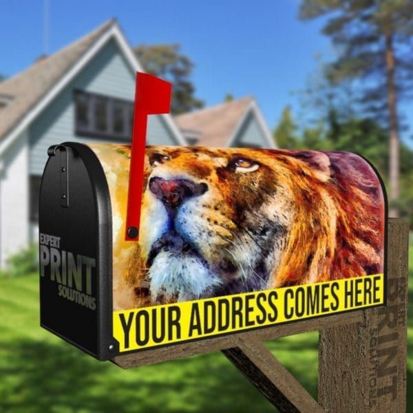 Angry Lion Face Decorative Curbside Farm Mailbox Cover