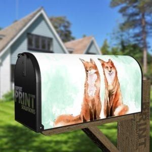 Cute Fox Couple #2 Decorative Curbside Farm Mailbox Cover