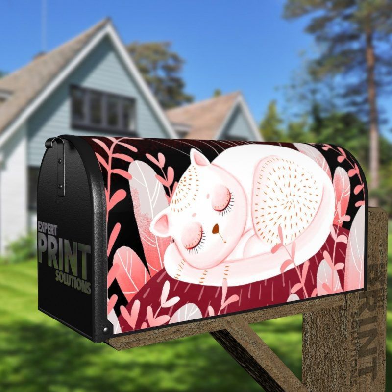 Sleeping Cat and Fireflies Decorative Curbside Farm Mailbox Cover