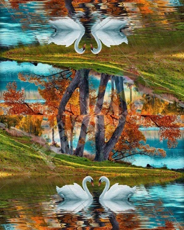 Autumn Lake and Swans Decorative Curbside Farm Mailbox Cover