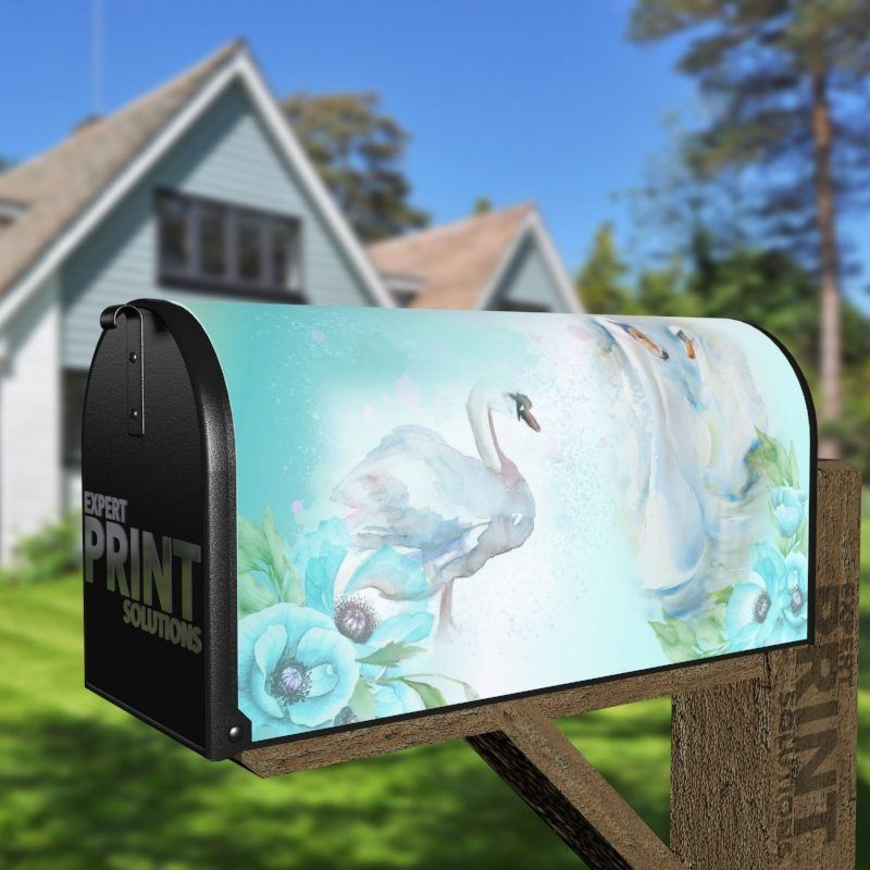 Romantic Swan Couple Decorative Curbside Farm Mailbox Cover