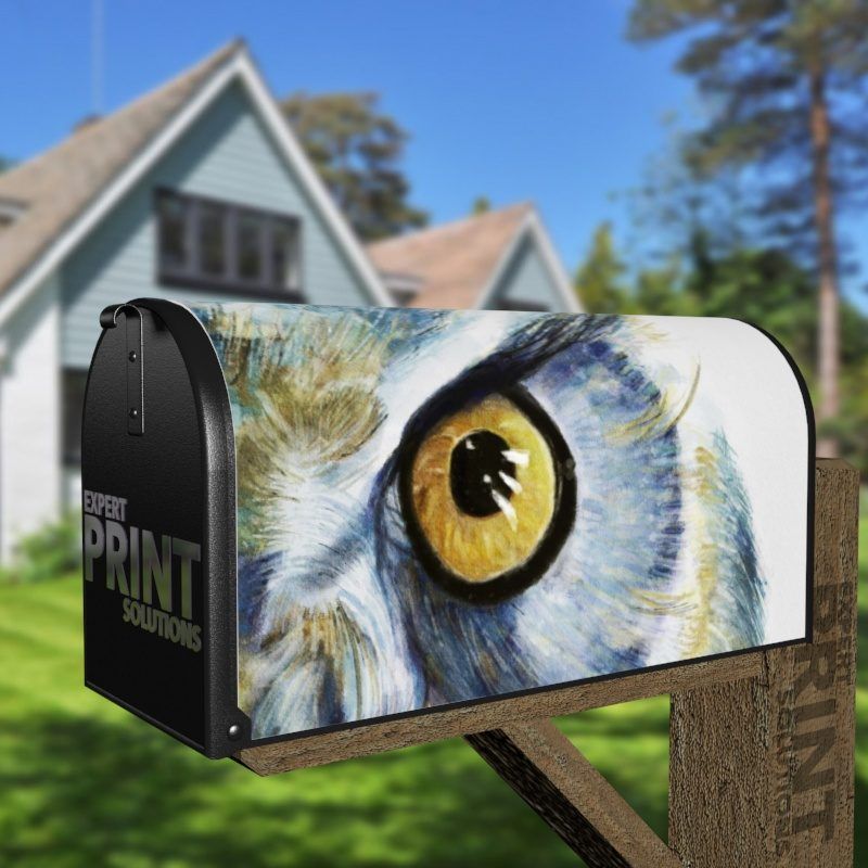 Beautiful Horned Owl Head Decorative Curbside Farm Mailbox Cover