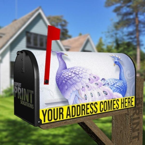 Pink and Blue Peacocks Decorative Curbside Farm Mailbox Cover