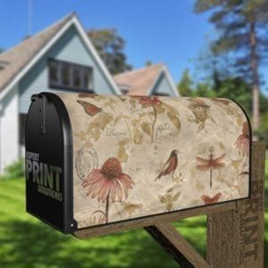 Vintage Birds, Flowers and Butterflies Decorative Curbside Farm Mailbox Cover