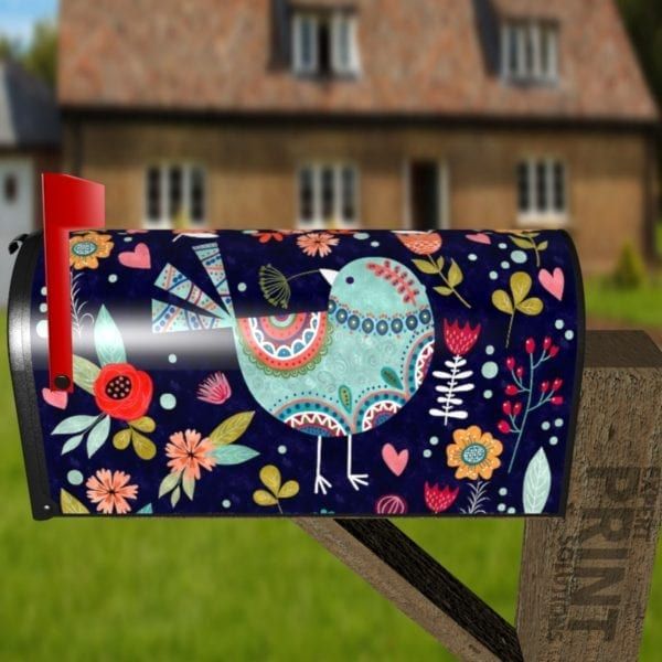 Beautiful Ethnic Folk Art Bird Decorative Curbside Farm Mailbox Cover