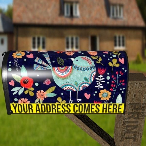 Beautiful Ethnic Folk Art Bird Decorative Curbside Farm Mailbox Cover