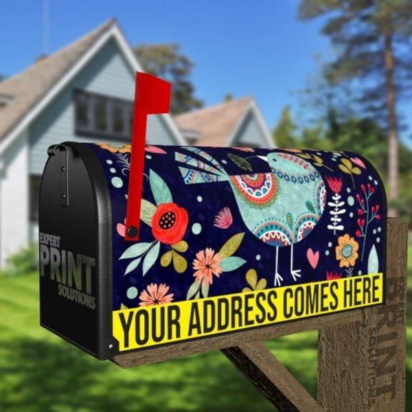 Beautiful Ethnic Folk Art Bird Decorative Curbside Farm Mailbox Cover