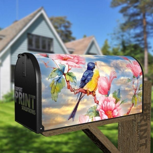 Cute Bird on a Rose Bush Decorative Curbside Farm Mailbox Cover