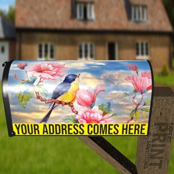 Cute Bird on a Rose Bush Decorative Curbside Farm Mailbox Cover