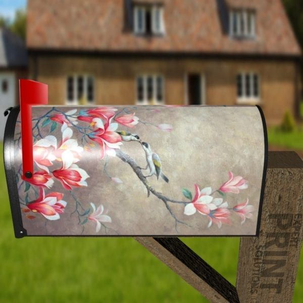 Pretty Oriental Birds Decorative Curbside Farm Mailbox Cover